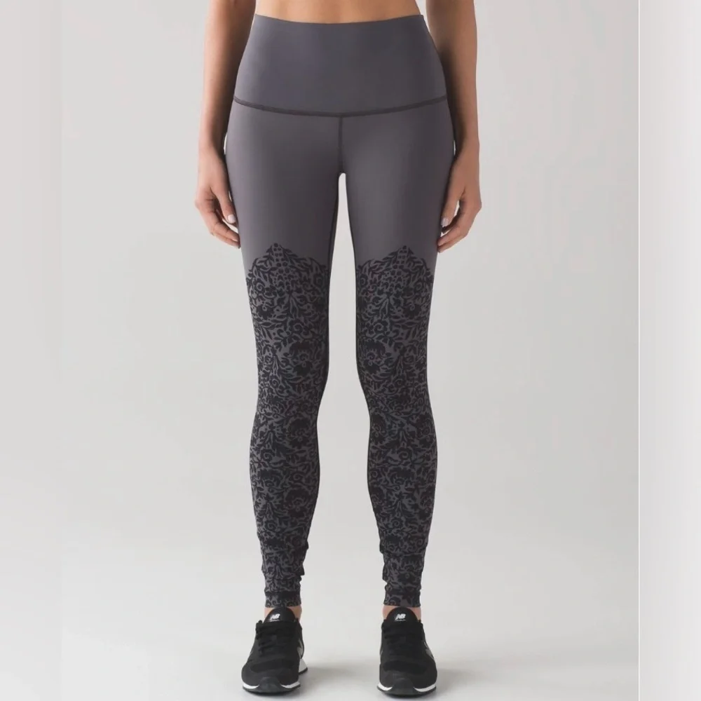 Lululemon Wunder Under Pant Engineered Print Nulux Dark Carbon Black Sz 4